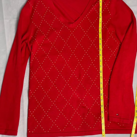 Tommy Hilfiger Sweater L Red 100% Cotton - Picture 6 of 11